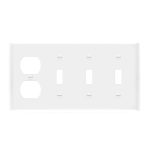 Enerlites 881321-W Combination Four-Gang Wall Plate - 3 Toggles and Duplex Receptacle, White