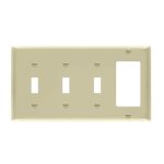 Enerlites 881331-I Combination Four-Gang Wall Plate - 3 Toggles and Decorator/GFCI, Ivory