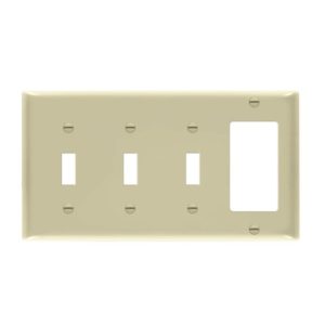 Enerlites 881331-I Combination Four-Gang Wall Plate - 3 Toggles and Decorator/GFCI, Ivory