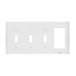 Enerlites 881331-W Combination Four-Gang Wall Plate - 3 Toggles and Decorator/GFCI, White