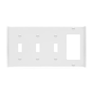 Enerlites 881331-W Combination Four-Gang Wall Plate - 3 Toggles and Decorator/GFCI, White