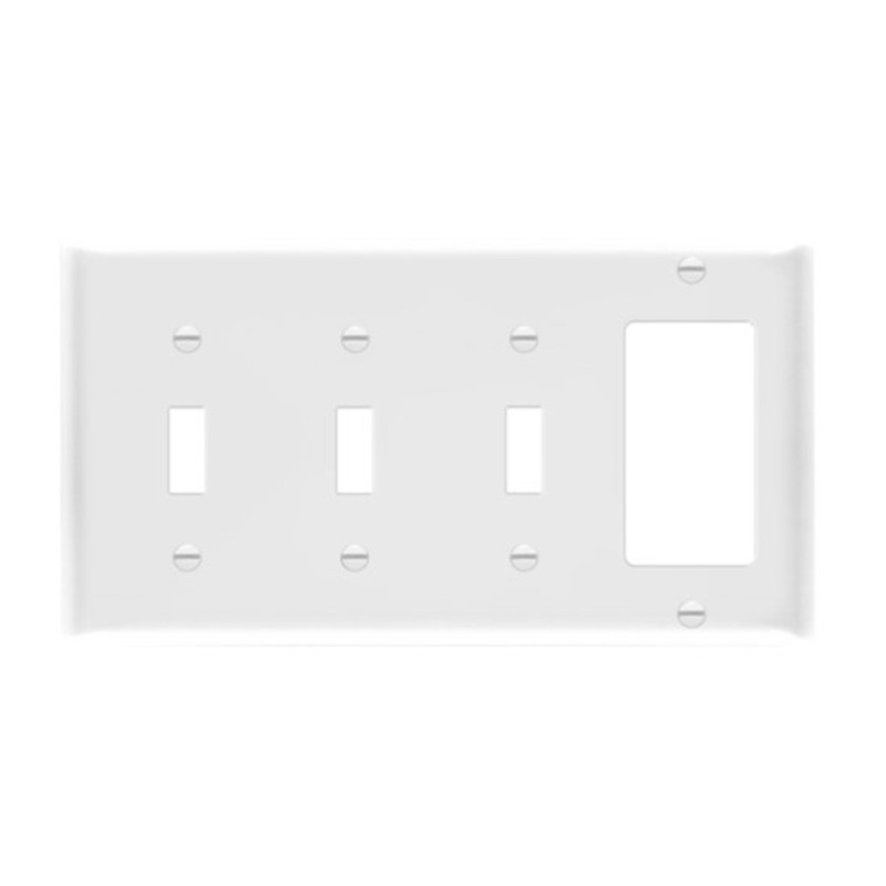 Enerlites 881331-W Combination Four-Gang Wall Plate - 3 Toggles and Decorator/GFCI, White