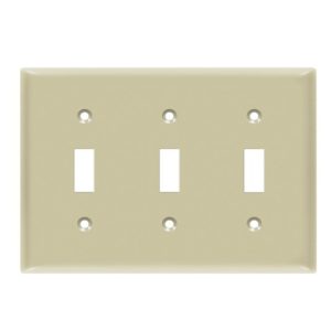 Enerlites 8813-I Toggle Switch Three-Gang Wall Plate, Ivory