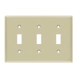 Enerlites 8813M-I Toggle Switch Three-Gang Wall Plate, Mid-Size, Ivory