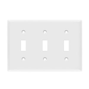 Enerlites 8813M-W Toggle Switch Three-Gang Wall Plate, Mid-Size, White