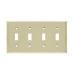 Enerlites 8814M-I Toggle Switch Four-Gang Wall Plate, Mid-Size, Ivory