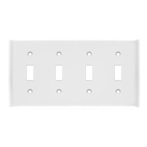 Enerlites 8814M-W Toggle Switch Four-Gang Wall Plate, Mid-Size, White
