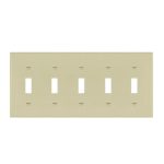 Enerlites 8815-I Toggle Switch Five-Gang Wall Plate, Ivory