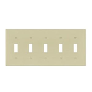 Enerlites 8815-I Toggle Switch Five-Gang Wall Plate, Ivory