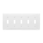 Enerlites 8815-W Toggle Switch Five-Gang Wall Plate, White