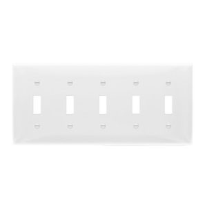 Enerlites 8815-W Toggle Switch Five-Gang Wall Plate, White