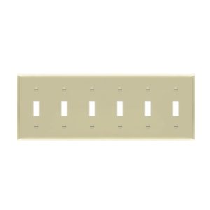 Enerlites 8816-I Toggle Switch 6-Gang Wall Plate, Ivory