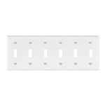 Enerlites 8816-W Toggle Switch 6-Gang Wall Plate, White