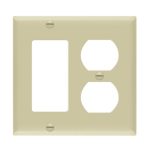 Enerlites 882131M-I Combination Two-Gang Wall Plate - Duplex Receptacle and Decorator/GFCI Mid-Size, Ivory