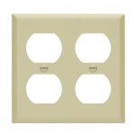 Enerlites 8822M-I Duplex Receptacle Two-Gang Wall Plate Mid-Size, Ivory