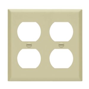 Enerlites 8822M-I Duplex Receptacle Two-Gang Wall Plate Mid-Size, Ivory