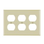 Enerlites 8823-I Duplex Receptacle Three-Gang Wall Plate, Ivory