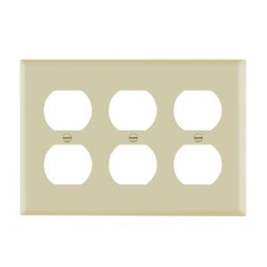 Enerlites 8823-I Duplex Receptacle Three-Gang Wall Plate, Ivory