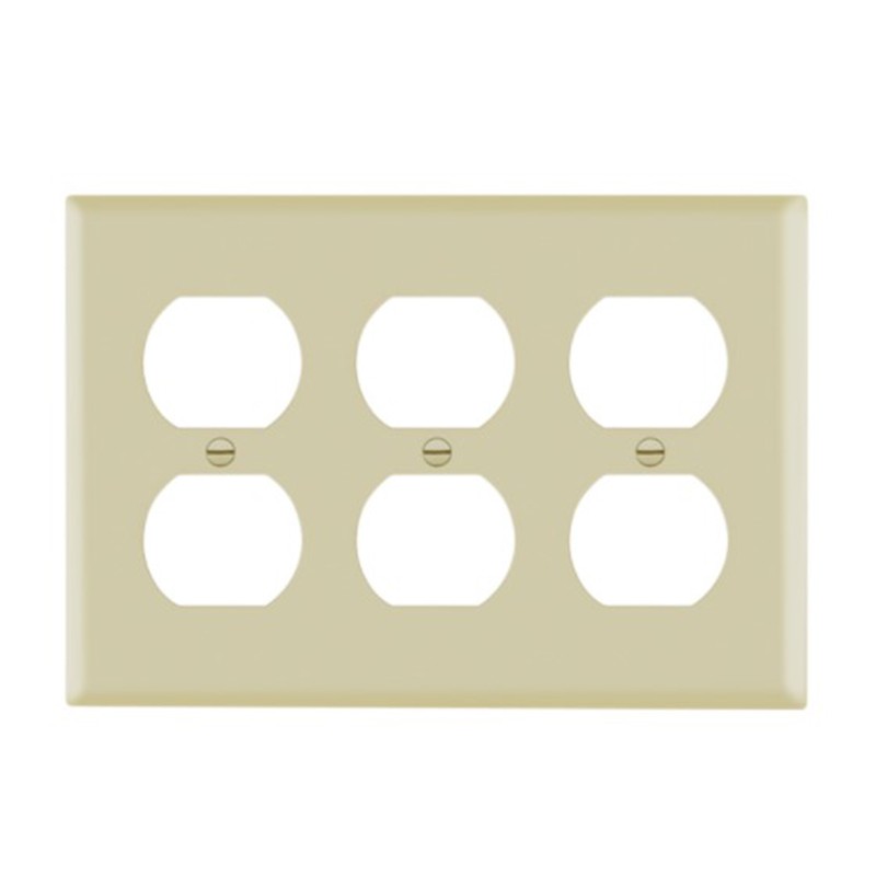 Enerlites 8823-I Duplex Receptacle Three-Gang Wall Plate, Ivory