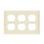 Enerlites 8823-LA Duplex Receptacle Three-Gang Wall Plate, Light Almond