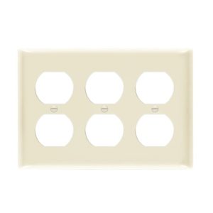 Enerlites 8823-LA Duplex Receptacle Three-Gang Wall Plate, Light Almond