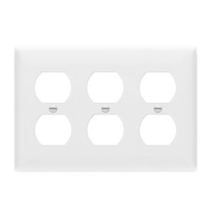 Enerlites 8823M-W Duplex Receptacle Three-Gang Wall Plate Mid-Size, White