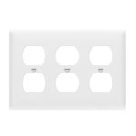 Enerlites 8823-W Duplex Receptacle Three-Gang Wall Plate, White