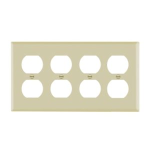 Enerlites 8824-I Duplex Receptacle Four-Gang Wall Plate, Ivory