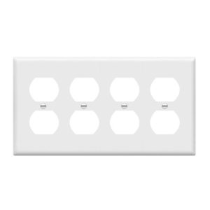 Enerlites 8824M-W Duplex Receptacle Four-Gang Wall Plate Mid-Size, White