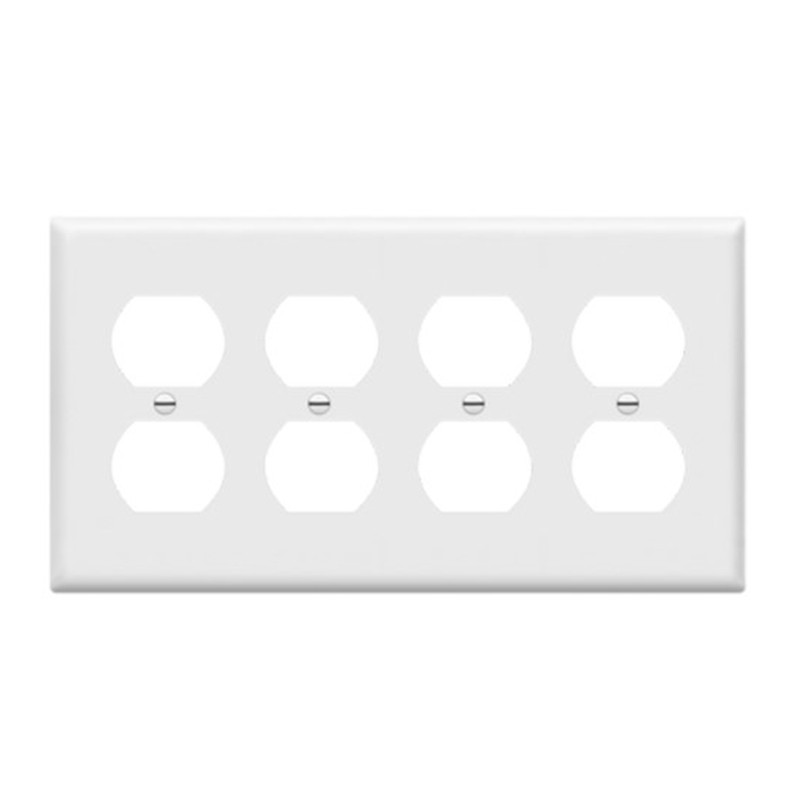 Enerlites 8824M-W Duplex Receptacle Four-Gang Wall Plate Mid-Size, White