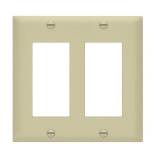 Enerlites 8832M-I Decorator/GFCI Two-Gang Wall Plate Mid-Size, Ivory