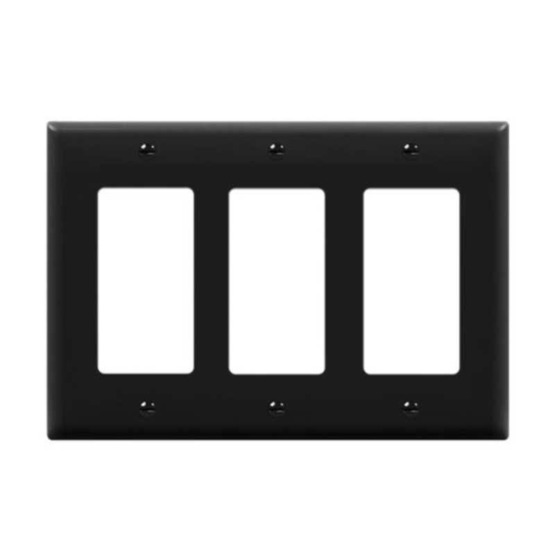 Enerlites 8833-BK Decorator/GFCI Three-Gang Wall Plate, Black