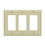 Enerlites 8833M-I Decorator/GFCI Three-Gang Wall Plate Mid-Size, Ivory