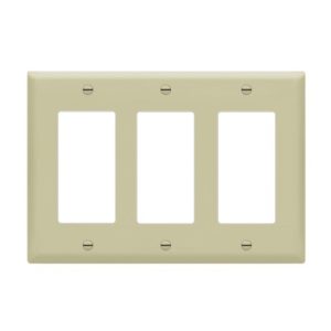 Enerlites 8833M-I Decorator/GFCI Three-Gang Wall Plate Mid-Size, Ivory