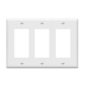 Enerlites 8833-W Decorator/GFCI Three-Gang Wall Plate, White