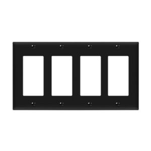 Enerlites 8834-BK Decorator/GFCI Four-Gang Wall Plate, Black