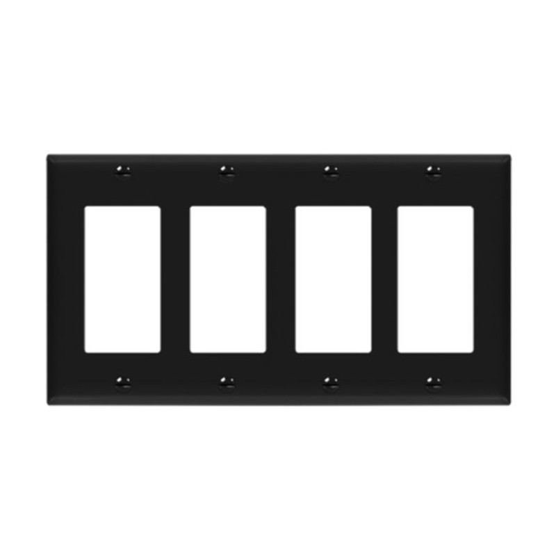 Enerlites 8834-BK Decorator/GFCI Four-Gang Wall Plate, Black