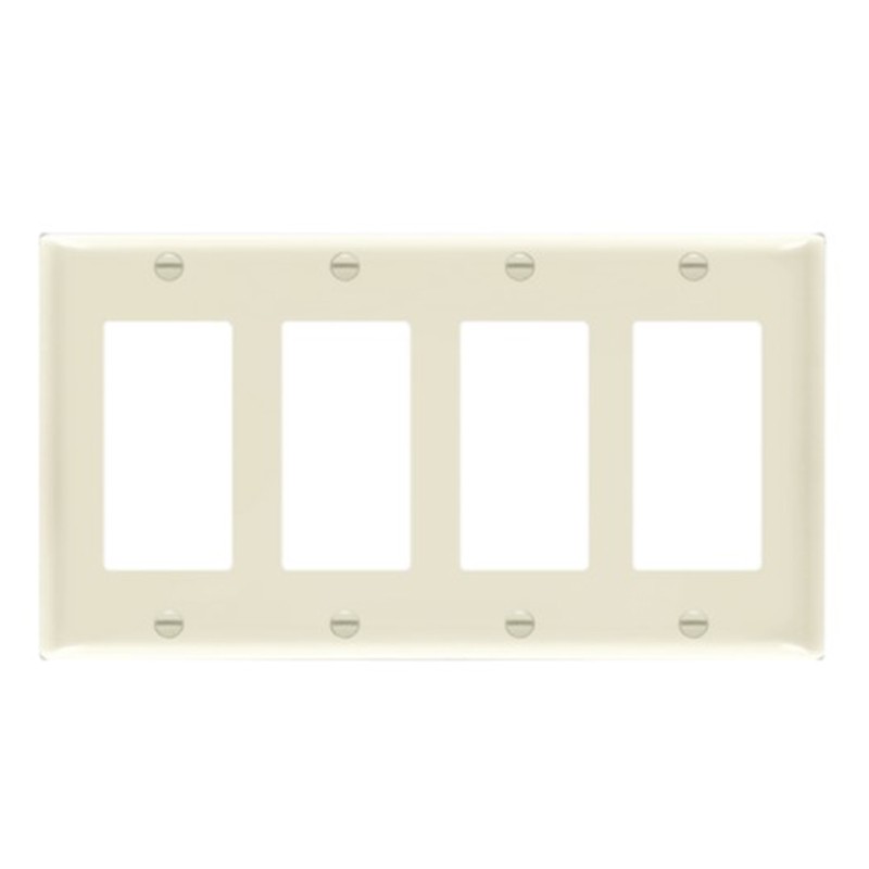 Enerlites 8834-LA Decorator/GFCI Four-Gang Wall Plate, Light Almond
