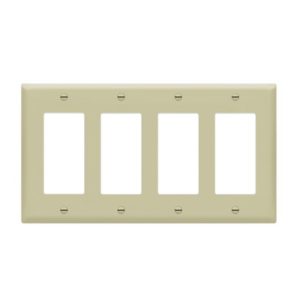 Enerlites 8834M-I Decorator/GFCI Four-Gang Wall Plate Mid-Size, Ivory