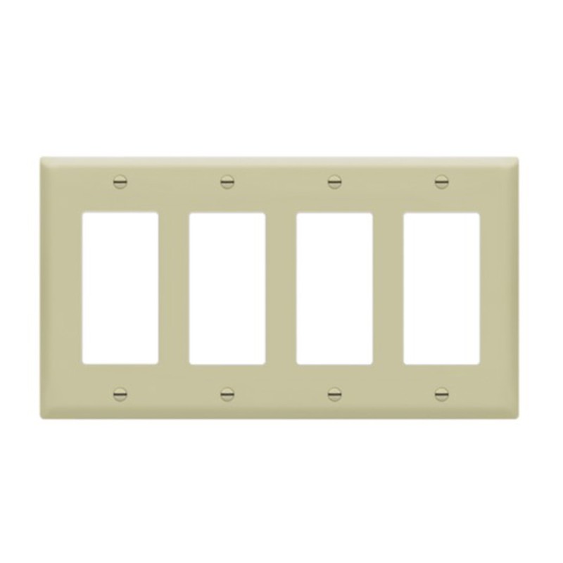 Enerlites 8834M-I Decorator/GFCI Four-Gang Wall Plate Mid-Size, Ivory