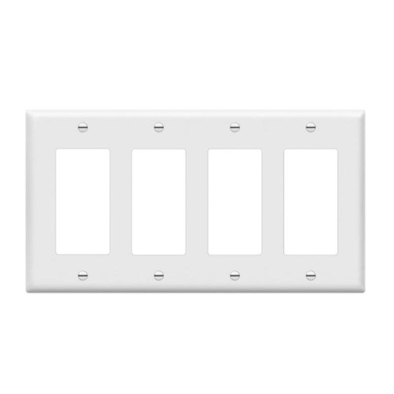 Enerlites 8834M-W Decorator/GFCI Four-Gang Wall Plate Mid-Size, White