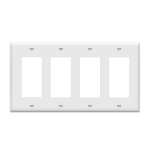 Enerlites 8834-W Decorator/GFCI Four-Gang Wall Plate, White
