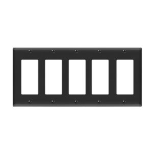 Enerlites 8835-BK Decorator/GFCI Five-Gang Wall Plate, Black