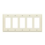 Enerlites 8835-LA Decorator/GFCI Five-Gang Wall Plate, Light Almond