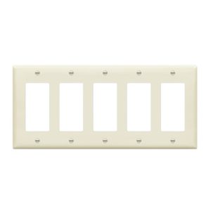 Enerlites 8835-LA Decorator/GFCI Five-Gang Wall Plate, Light Almond