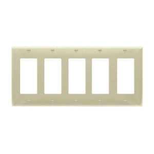 Enerlites 8835M-I Decorator/GFCI Five-Gang Wall Plate Mid-Size, Ivory
