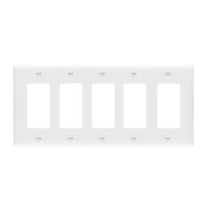 Enerlites 8835M-W Decorator/GFCI Five-Gang Wall Plate Mid-Size, White