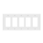 Enerlites 8835-W Decorator/GFCI Five-Gang Wall Plate, White
