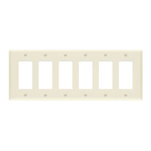 Enerlites 8836-LA Decorator/GFCI Six-Gang Wall Plate, Light Almond