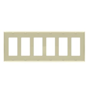 Enerlites 8836M-I Decorator/GFCI Six-Gang Wall Plate Mid-Size, Ivory